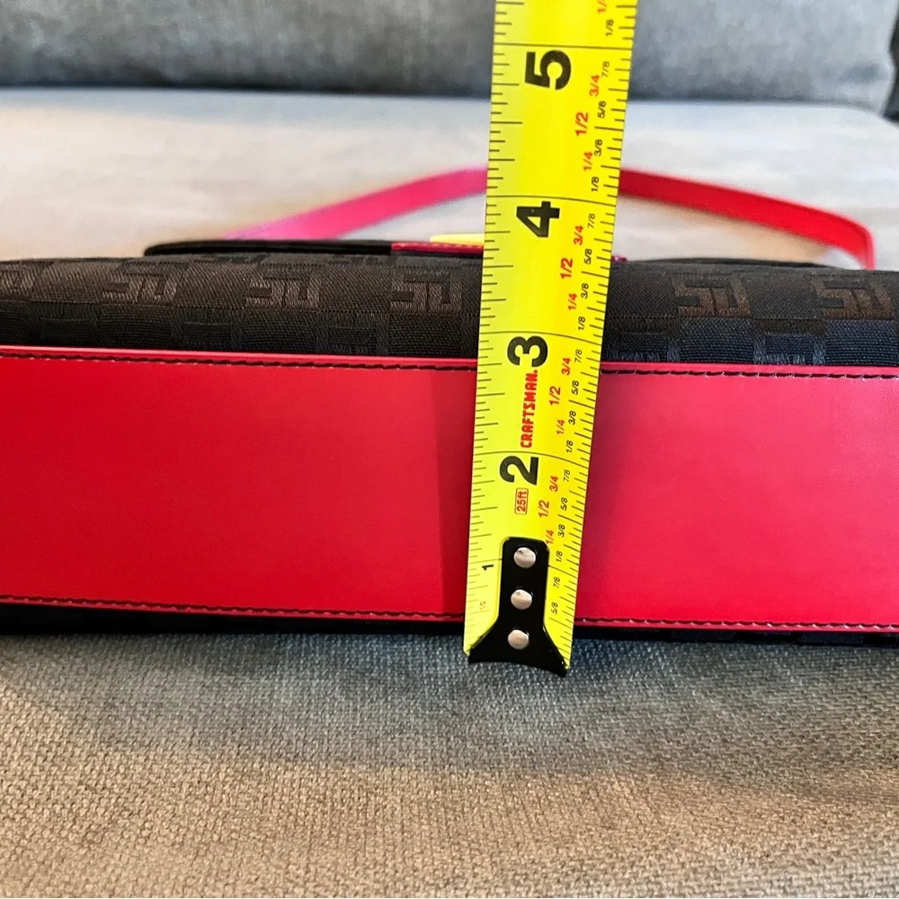 St John Black Shoulder Bag with Red Leather Trim